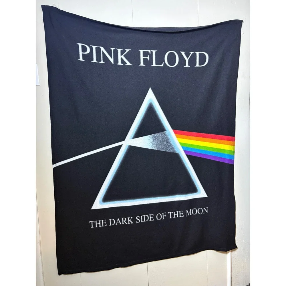 Pink Floyd Dark Side of the Moon Fleece Throw Blanket 60x45 Black Rock Music